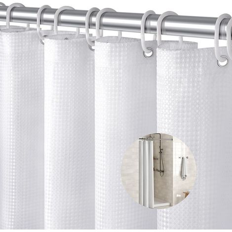 Rnemitery – Rideau de douche gaufré 180x90cm – Imperméable et résistant à la moisissure – Installation facile avec œillets – Design moderne (1/5)