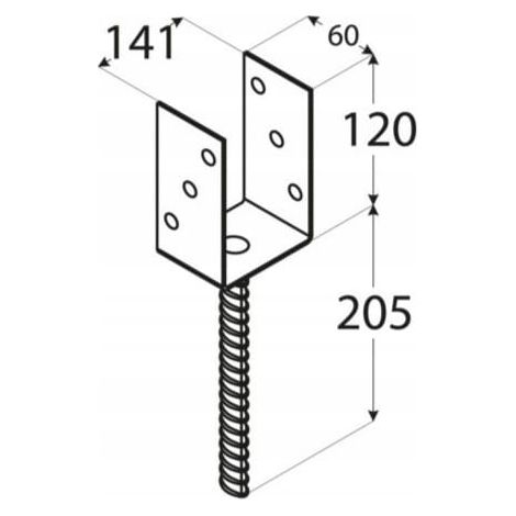 Ancrage de base de poteau 141 x 120 x 60 mm pour scellement, galvanisé