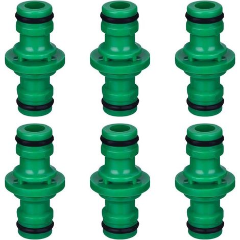 6 raccordi maschio doppi per tubi da giardino per collegare tubi flessibili (verdi)
