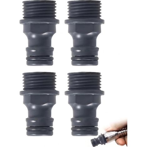 Lot de 4 Raccords Tuyau d'Arrosage 1/2 Pouce (G1/2) en ABS, Adaptateur Robinet Universel avec Raccord Rapide Anti-Fuite, Arrosage Jardin Durable (1/5)
