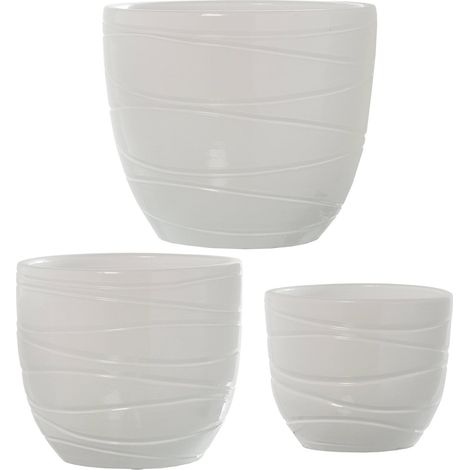 Cache-pot élégance en céramique blanche pour plantes - Blanc brillant Life Like