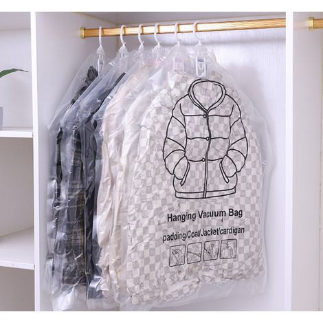 Sac de rangement sous vide suspendu, sac de compression sous vide suspendu, sacs de rangement transparents pour vêtements, manteaux, vestes (90 x 67 cm)-AquaForge (1/5)