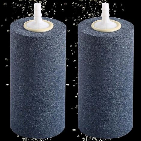 Juego de 2 piedras difusoras de aire para acuarios – 10 cm – Piedras difusoras grandes con distribuidor de burbujas – Tubo de 4 mm/6 mm – Piedra de aireación para estanques y acuarios (1/5)