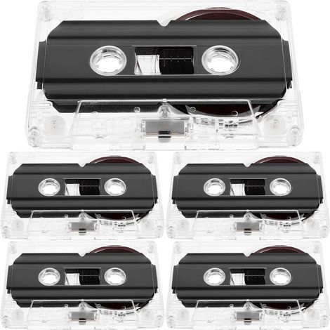 Lot de 5 Cassettes Audio Vierges de 60 Minutes - Cassettes Transparentes avec étui de Rangement en Plastique pour collectionneurs de Musique et de Voix - Lecteur Portable (1/5)