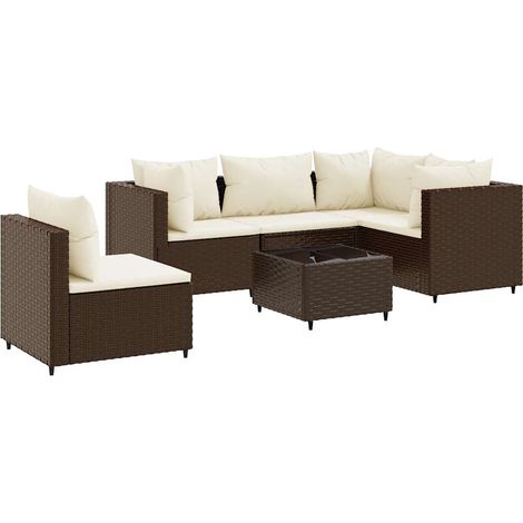 Maison Exclusive - Set Mobili da Giardino 6pz con Cuscini in Polyrattan Marrone