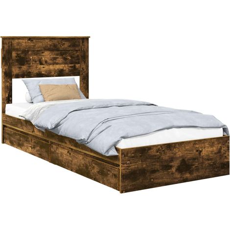 Letto con Contenitore Rovere fumé 75 x 190 cm Legno multistrato vidaXL