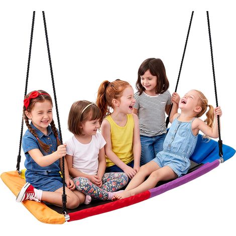 VEVOR Nestschaukel 149x77 cm Tellerschaukel Familienschaukel 317 kg Bunt, für Outdoor & Indoor, Schaukelsitz aus 900D Oxford-Gewebe mit 2 Aufhängegurten, Verstellbaren Seilen & Abgerundeten Kanten (1/5)