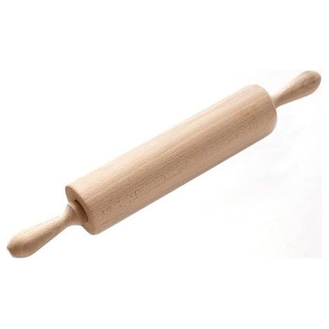 1pc Rouleau à pâtisserie avec axe - Rouleau de cuisson de qualité supérieure en bois de hêtre - De cuisson pour étaler la pâte à gâteaux, pizza et biscuits (1/4)