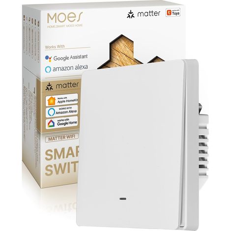 Interrupteur Intelligent Wi-Fi 1 Gang Synchronisation bidirectionnelle, fil neutre requis, contrôle (1/5)