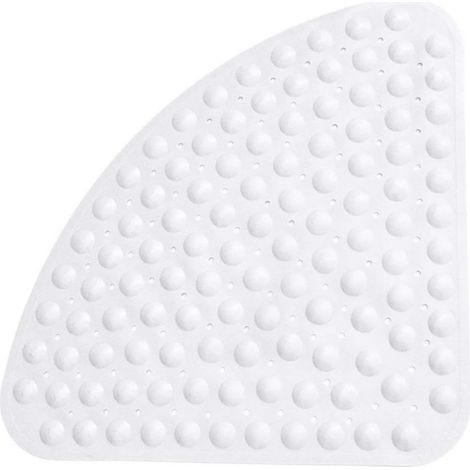 Tapis de douche antidérapant, antibactérien, anti-moisissure, quart de cercle, d'angle, tapis de baignoire avec ventouses pour baignoire et douche, 54 x 54 cm - Blanc