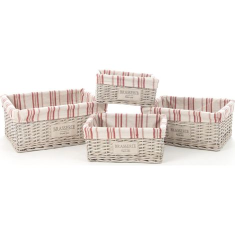 Lot de 4 Paniers Rectangulaire "Bistrot" 28cm Naturel (1/4)