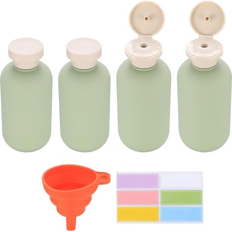 Flacon Voyage 200ml - Lot de 4 - PP Souple - Anti-Fuite - Shampooing Lotion - Vert (1/5)