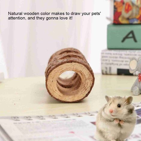 Tunnel en bois pour animaux, tube d'exercice à mâcher pour lapin, furet, hamster, cochon d'Inde (L) (1/5)