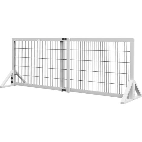 Barrière de sécurité pour chien barrière de protection à 2 panneaux largeur réglable 101-181 cm en bois acier blanc (1/5)
