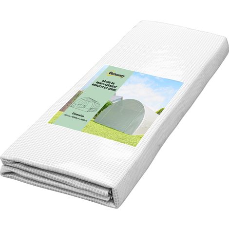 Bâche de Rechange Serre Tunnel 18 m² PE Anti-UV 6x3x2m Blanc (1/5)