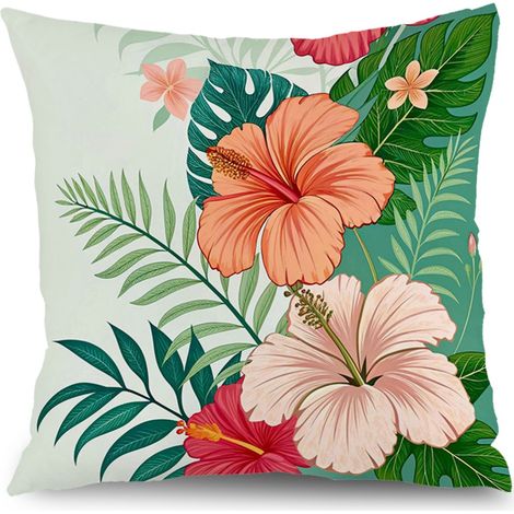 Housse de coussin plantes feuilles vertes, décoration canapé maison,40×40cm (1/5)
