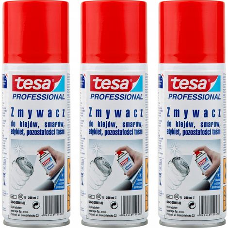 TESA Spray removedor para eliminar pegamento, etiquetas, pegatinas y cintas adhesivas 200 ml x 3 (1/4)