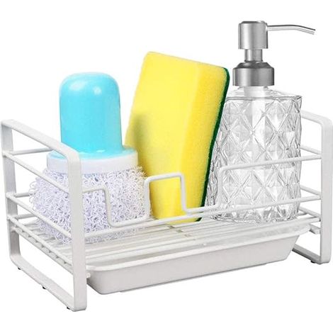 Porte-éponge, Support de Stockage de Drain de Fer en Acier Inoxydable Salle de Bain Cuisine étagère de comptoir éponge Porte Distributeur de Savon (1/5)