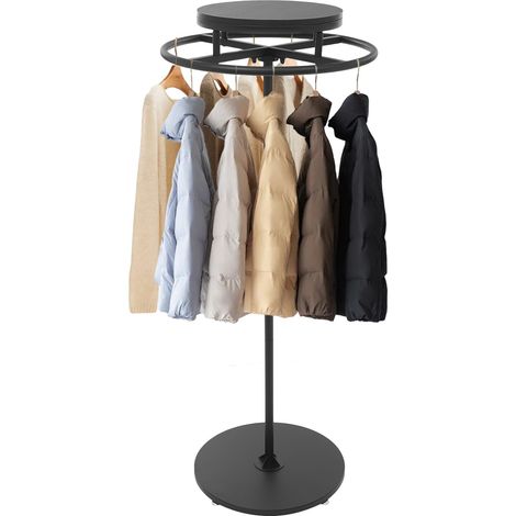 Porte-vêtements rond, porte-vêtements sur pied noir pivotant, présentoir de vente au détail pour vêtements, pour chambre à coucher, boutique ou magasin commercial (1/5)
