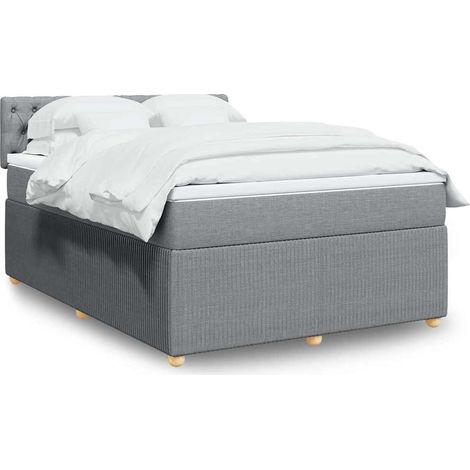 Boxspringbett mit Matratze Hellgrau 160x200 cm Stoff