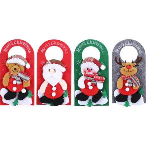 4-teiliges Weihnachtstür-Dekorationsset, lustige Hängeanhänger für Schaufenster oder Hotelzimmer (1/5)