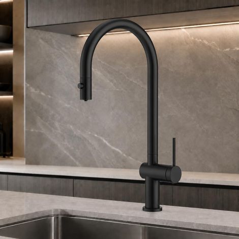 IMEX - Grifo de Cocina Osmosis Extraíble Serie Lazio Negro Mate (1/5)