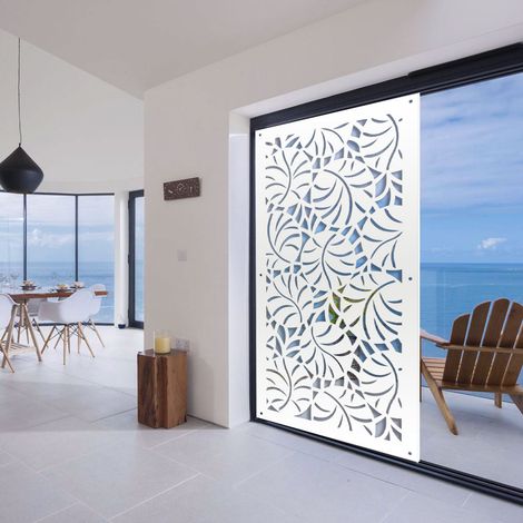 MANGROVIE - Panneau ajouré en PVC - Brise-soleil - Couleur : blanc - Dimension : 50x150 cm