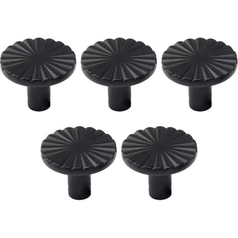 Cinque maniglie rotonde in ottone nero per mobili, maniglie in ottone per ante, porte e cassetti di cucine e bagni.