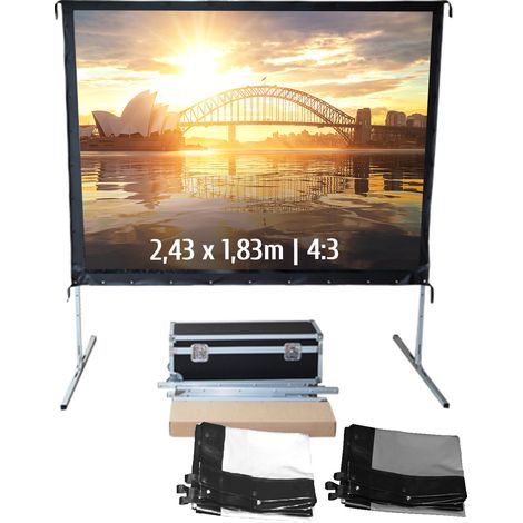 Ecran de projection valise 2,43 x 1,83m - Format 4:3 - Toile Avant + Toile Arrière (1/5)