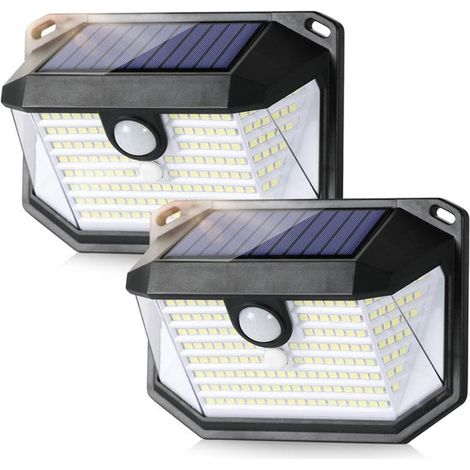 Lámpara de exterior, Juego de 2 piezas, Sensor de movimiento, Resistente al agua, Iluminación exterior con energía solar (1/5)