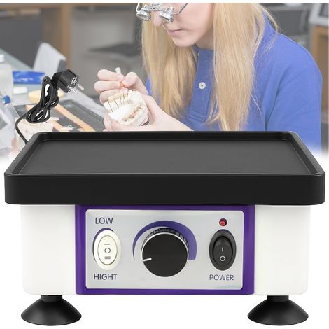 Vibrateur oscillant dentaire pour plâtre, plaque vibrante carrée électrique 220 V 120 W à vitesse réglable, équipement de laboratoire pour le mélange de plâtre, la réalisation de modèles et le moulage (1/5)
