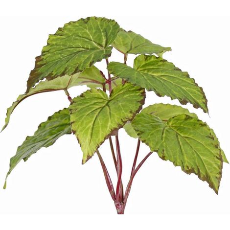 Begonia artificel en piquet 9 feuilles H25cm (1/3)