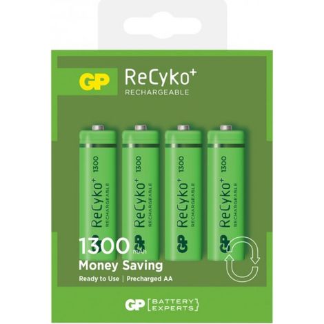 Recyko Batteria Ricaricabile 1,2V Stilo AA 1300mAh (Confezione 4 Pezzi) (1/2)
