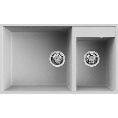 Lavello Elleci Incasso 2 vasche 78,5x47 Quadra 440 Sottotop Metaltek Grigio Aluminium LMQ44079BSO (1/3)