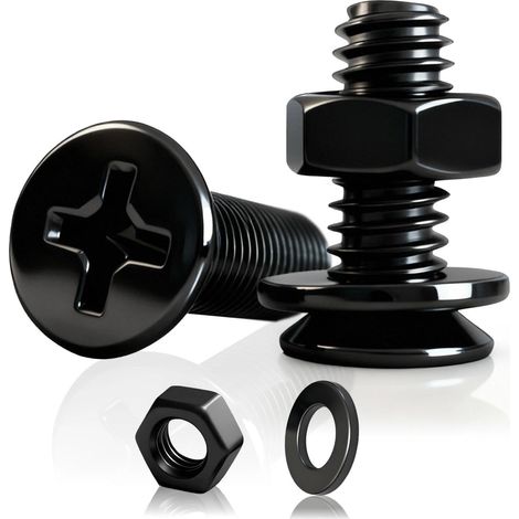 30 Pcs Vis M5x10mm à Tête Fraisée Cruciformes et Écrous, Noir Boulon et Écrous et Rondelles en Acier au Carbone, Plate Visserie Boulon à Tête Cruciforme pour Mobilier Mécanique (1/5)