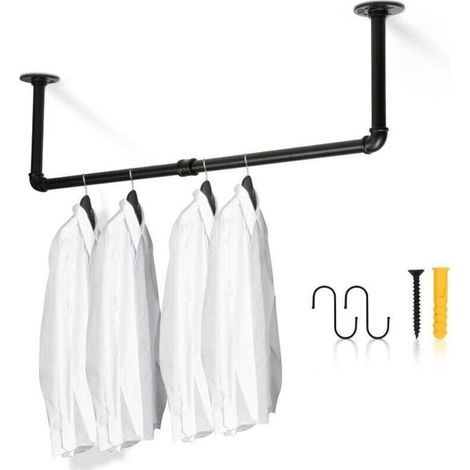 92cm Tringle à vêtements tringle penderie , XU,penderie penderies jusqu'à 65 kg de charge - Blanc - KZQ (1/4)