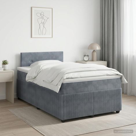 Lit boxspring avec matelas Gris foncé 120 x 200 cm Velours extérieur (1/5)