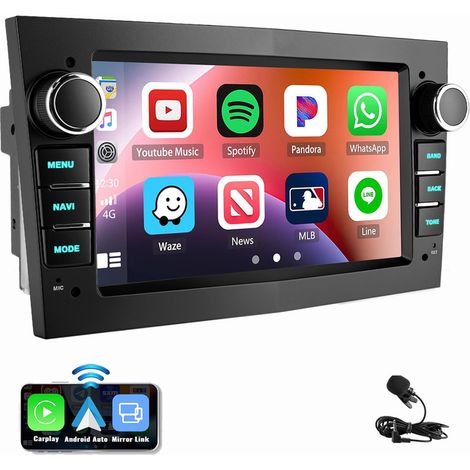 Autoradio Android 14 Apple Carplay GPS pour Opel Astra H Corsa C D Meriva Zafira B noir 2+64G
