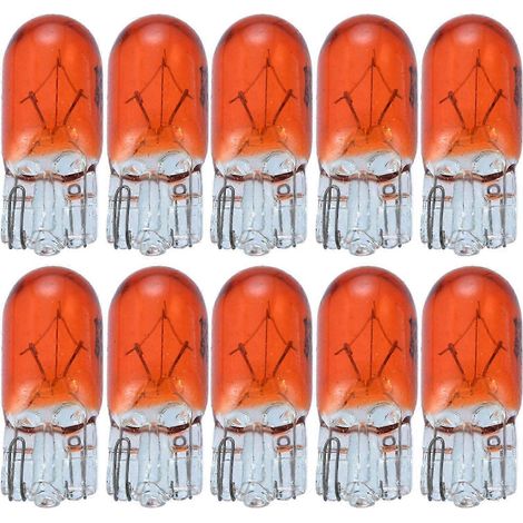10er-Pack W5W T10 194 158 12V 5W Halogenlampen, bernsteinfarben/orange, für Innen- und Außenbeleuchtung (Armaturenbrettbeleuchtung, Leselampen). Kompatibel mit Wohnzimmerlampen. (1/5)