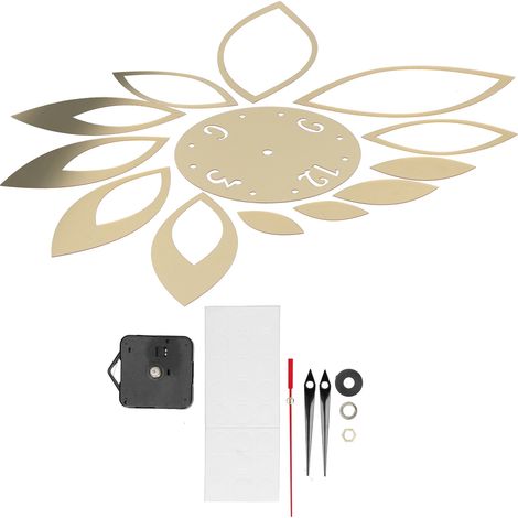 Selbstklebende Wanduhr zum Selbermachen, moderner Spiegel, Wohnzimmerdekoration, Wandaufkleber mit goldenem Hintergrund (1/5)