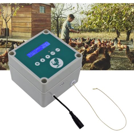 Contrôleur de porte de poulailler à télécommande avec détection de temps, IP44, ouvre-porte de cage à poules, contrôleur d'ouverture de porte automatique trois-en-un pour l'élevage de volailles (1/5)
