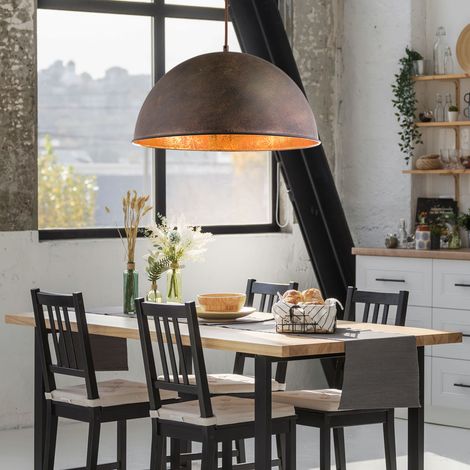 Lampada a sospensione a LED per tavolo da pranzo lampada a sospensione oro industriale retrò cucina vintage, metallo color ruggine, 7W 806lm bianco caldo, DxH 41x120 cm (1/5)