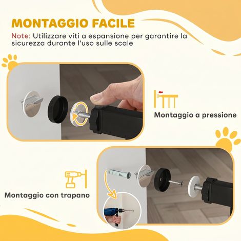 Cani cancellino réglable 3 panneaux, ouverture max 147,5 cm, fermeture automatique, couleur noire (1/5)