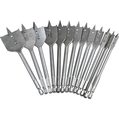 13 pièces foret plat, acier au carbone, tige droite 6 mm, diamètre 6 mm, longueur 15 cm, compatible perceuse (1/5)
