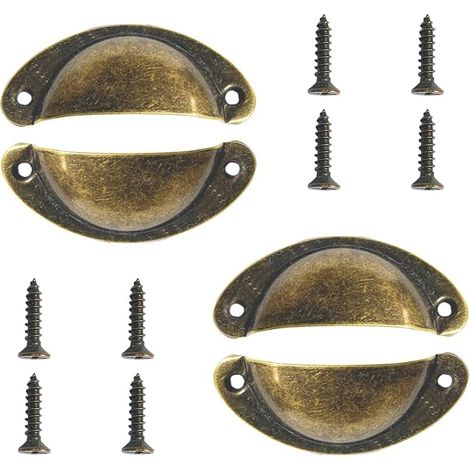 Poignée coquillage (couleur bronze), lot de 4, style rétro, pour tiroir, armoire ou garde-robe. (1/5)