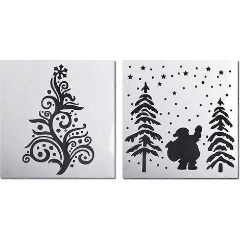 2 Pochoirs de Peinture Creux DIY pour Noël, Modèles à Dessiner, Décoration Artistique Maison (1/4)
