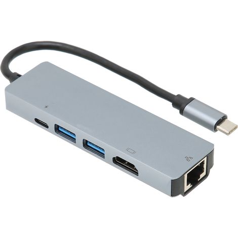 5-in-1 USB-C-Hub, Highspeed-Datenübertragung, hervorragende Wärmeableitung, Ethernet-Adapter für Computer und Tablet (1/5)