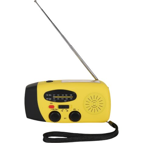 Radio solaire d'urgence avec manivelle et chargement USB-C, radio portable AM/FM, batterie rechargeable 5000 mAh, alarme SOS et lampe torche pour le camping et la randonnée en cas de panne de courant (1/5)