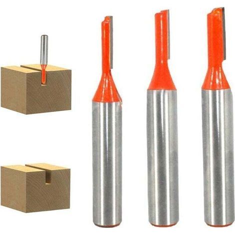 Punta per fresa dritta da 8 mm, 3 punte per fresa in carburo di tungsteno, punta per fresa dritta a scanalatura singola, punta per fresa per legno - 3 mm/4 mm/5 mm (1/4)