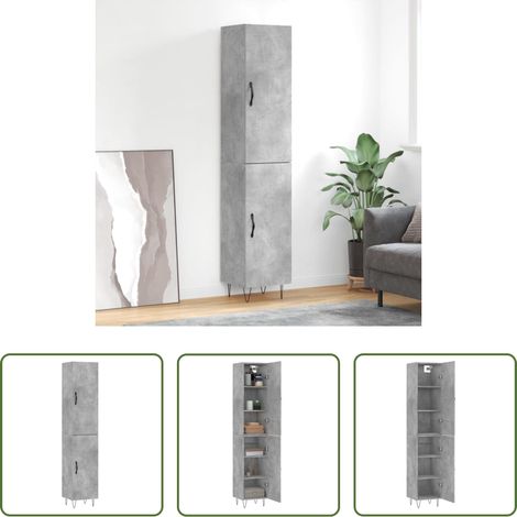 vidaXL Betonfarbe -  Highboard Betongrau 34,5x34x180 cm Holzwerkstoff (1/5)